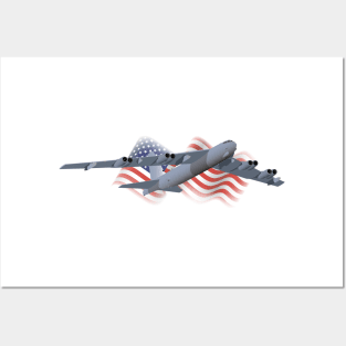 B-52 Strategic Bomber with American Flag Posters and Art